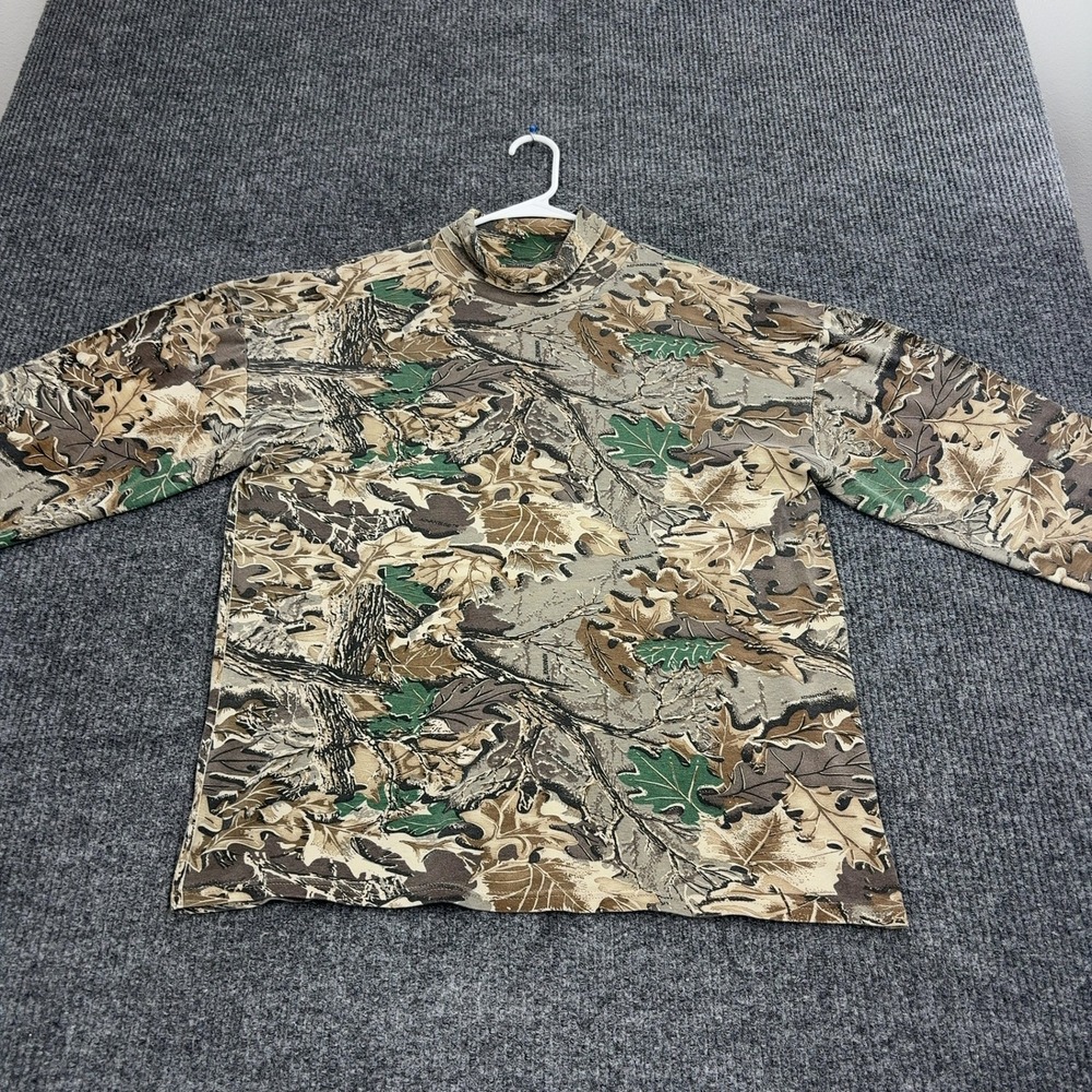 VTG Duofold Camo Shirt Mens XL Brown Cotton Advantage Turtleneck Hunting Style